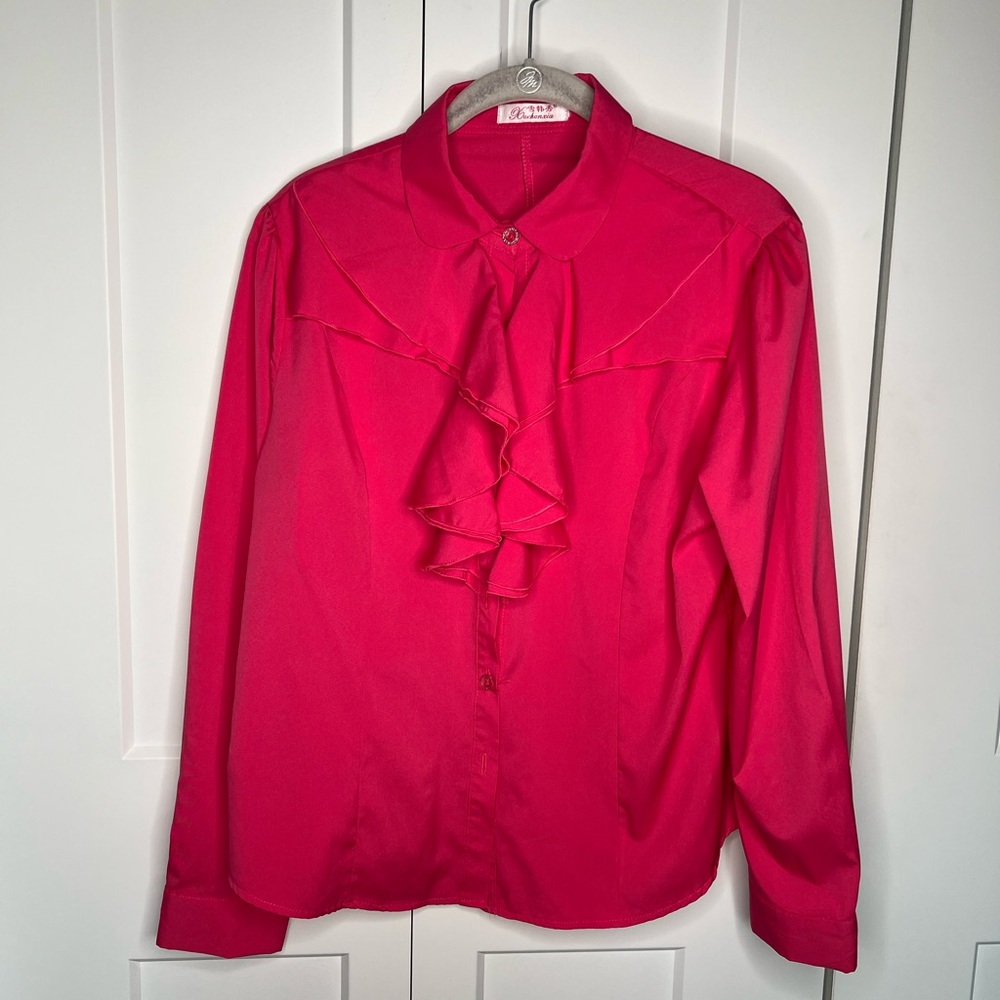 Xuehanxiu Ruffle Front Button Down Shirt Blouse Top - see measurements no tag